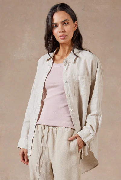 Womens Hampton Linen Shirt - Oatmeal