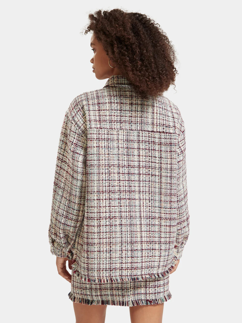 Lurex Glitter Tweed Shirt Jacket - Ecru 175356