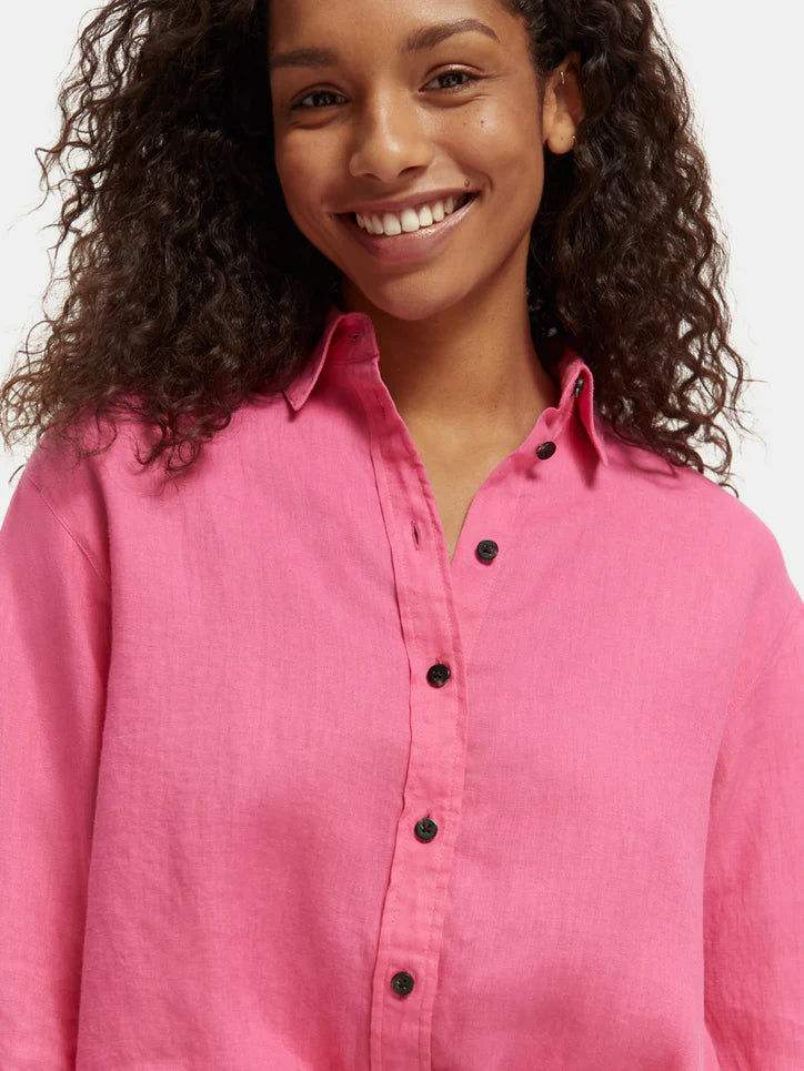 Oversized Linen Shirt Pink Punch - 172771