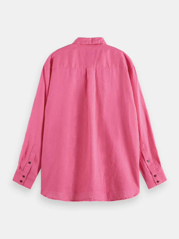 Oversized Linen Shirt Pink Punch - 172771