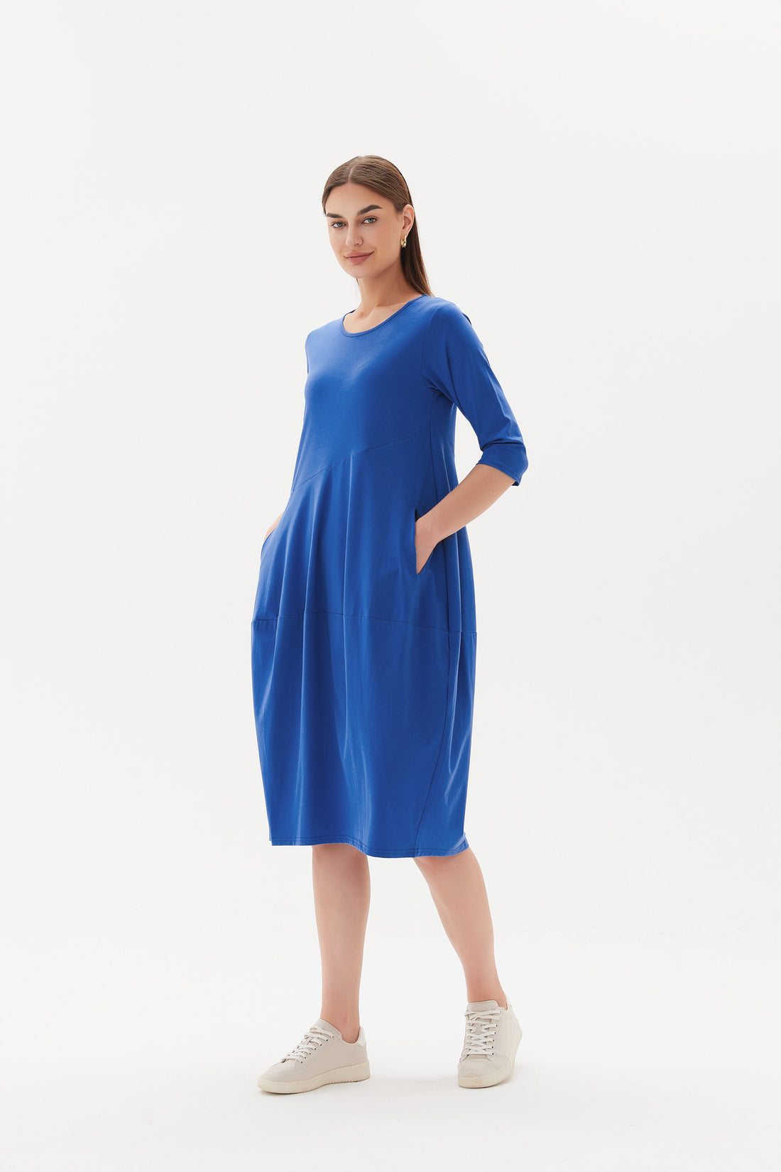 Diagonal Seam Dress - Cornflower Blue