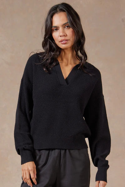 Malibu Collared Sweater - Black