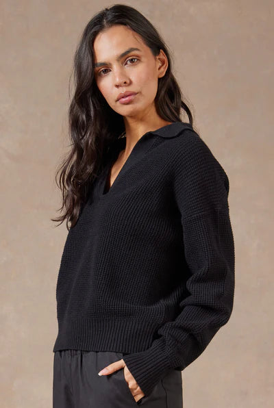 Malibu Collared Sweater - Black