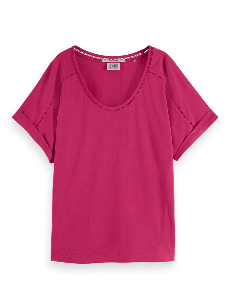 Relaxed Fit Scoop Neck Ladder Tape T-shirt Cherry Pie