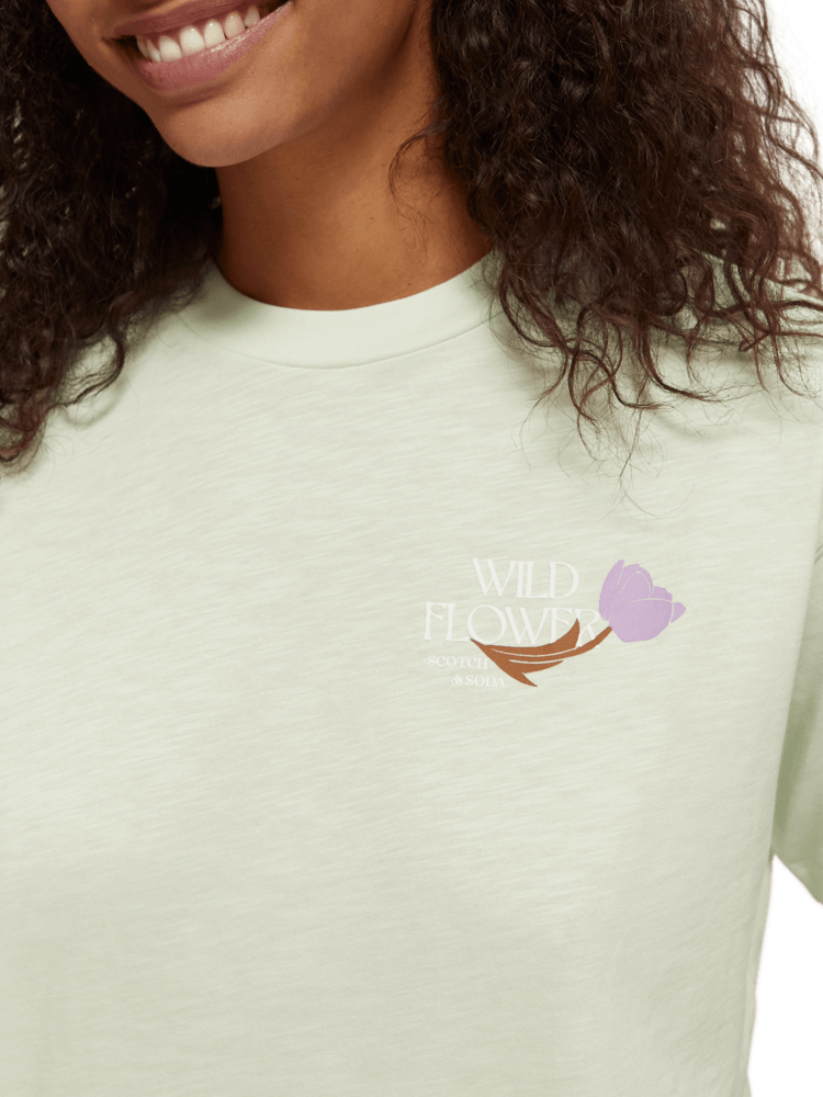 Loose Fit Wildflower Artwork T-shirt - Seafoam 169667