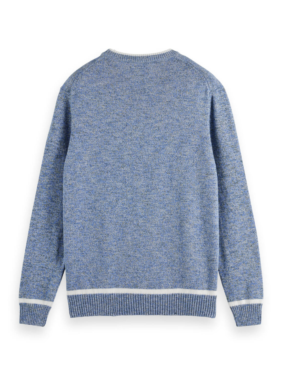 back Regular Crew Neck Cotton Blend Jumper - Blue Melange