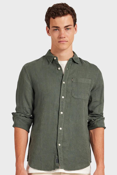 Hampton Linen Shirt - Canteen Green