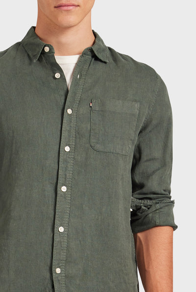 Hampton Linen Shirt - Canteen Green