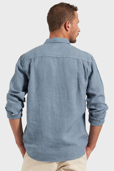 Hampton Linen Shirt Harbour Blue