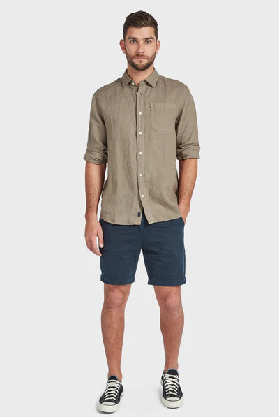 Hampton L/S Linen Shirt - Olive