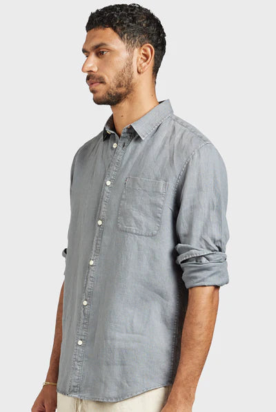 Hampton Linen Shirt  - Gunsmoke grey
