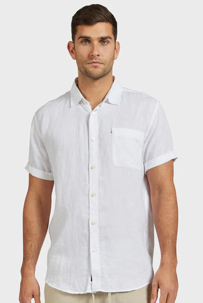 Hampton Linen Short Sleeve Shirt - White