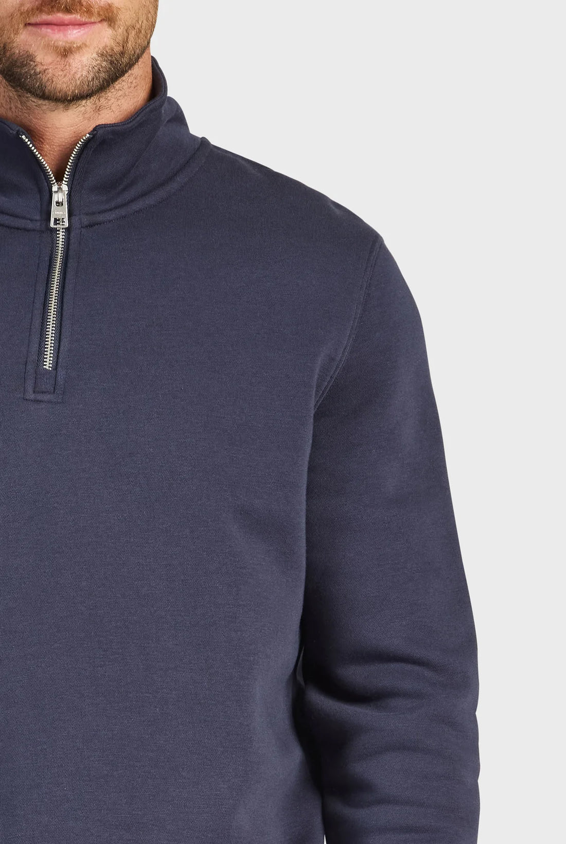 closer look to 1/4 Zip Sweat - Navy shoulder fit