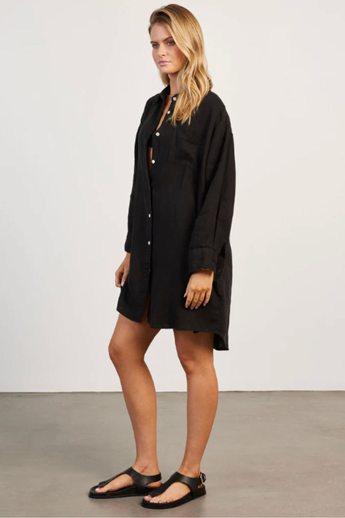 Hampton Linen Beach Dress - Black