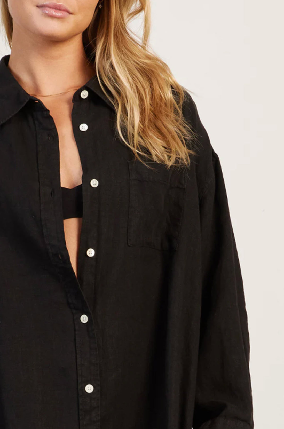 Hampton Linen Beach Dress - Black