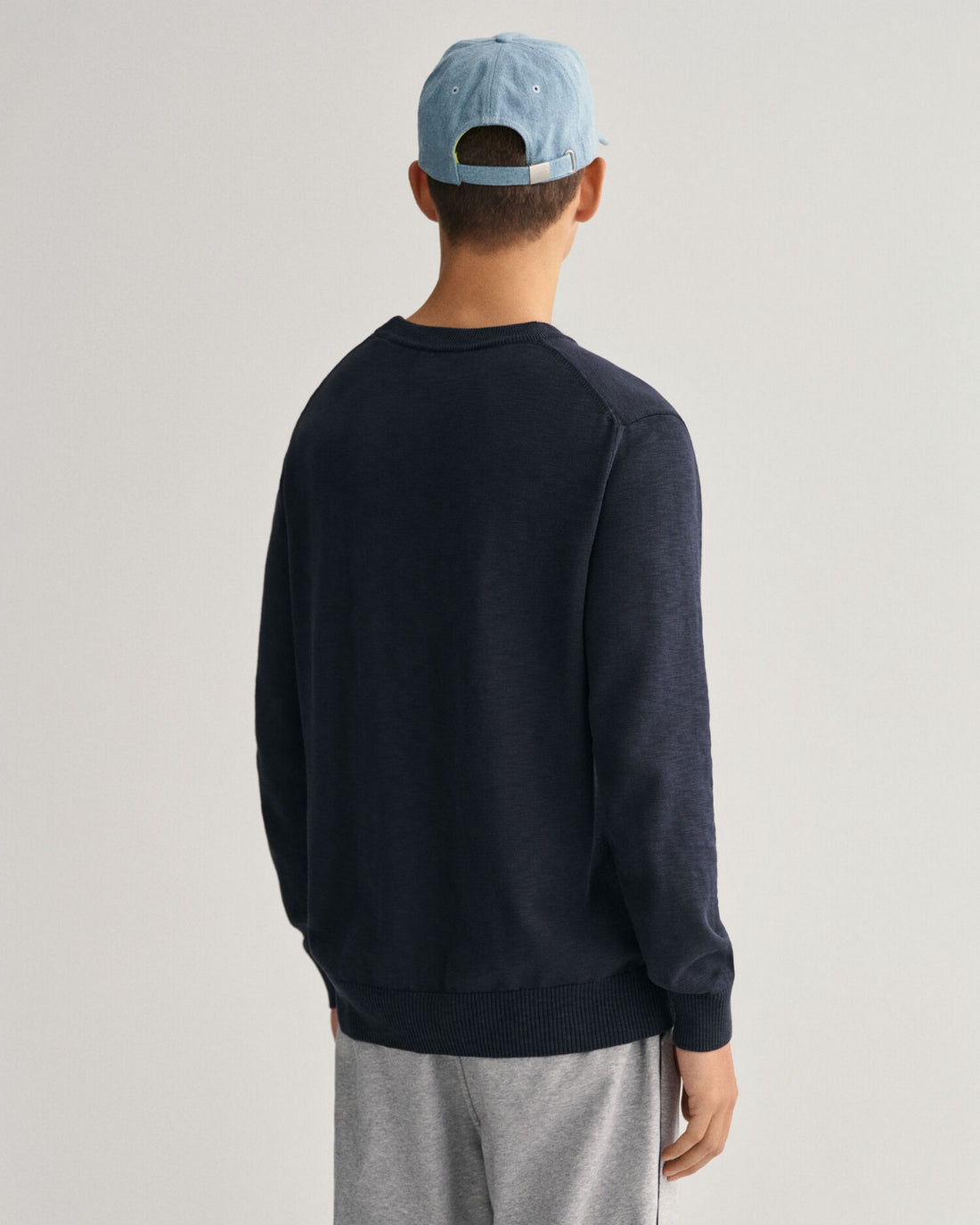 Cotton Flamme C-Neck Sweater - Evening Blue