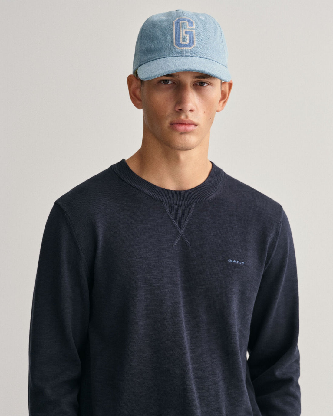 Cotton Flamme C-Neck Sweater - Evening Blue