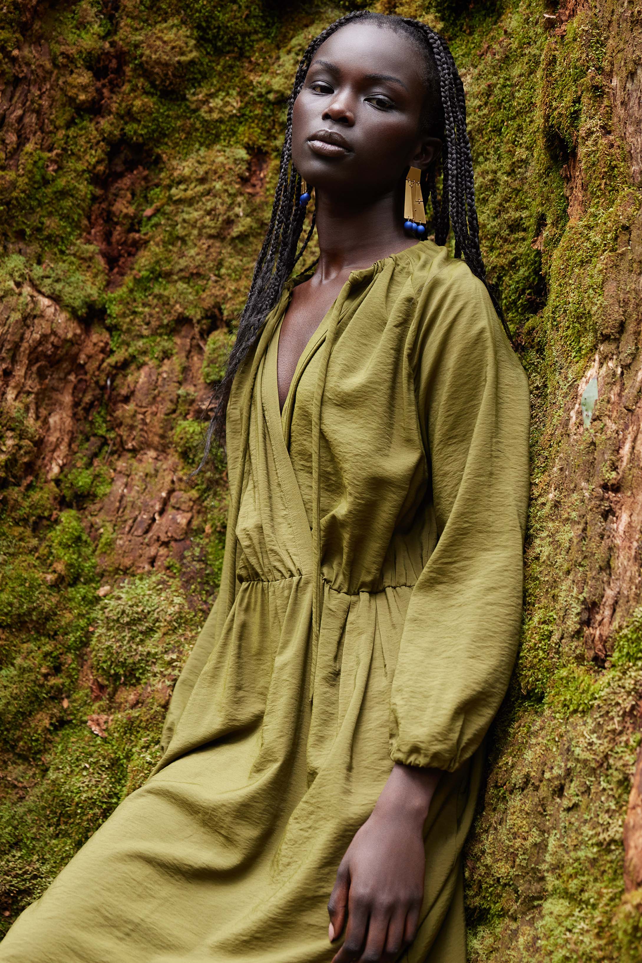 Dark olive green dress clearance