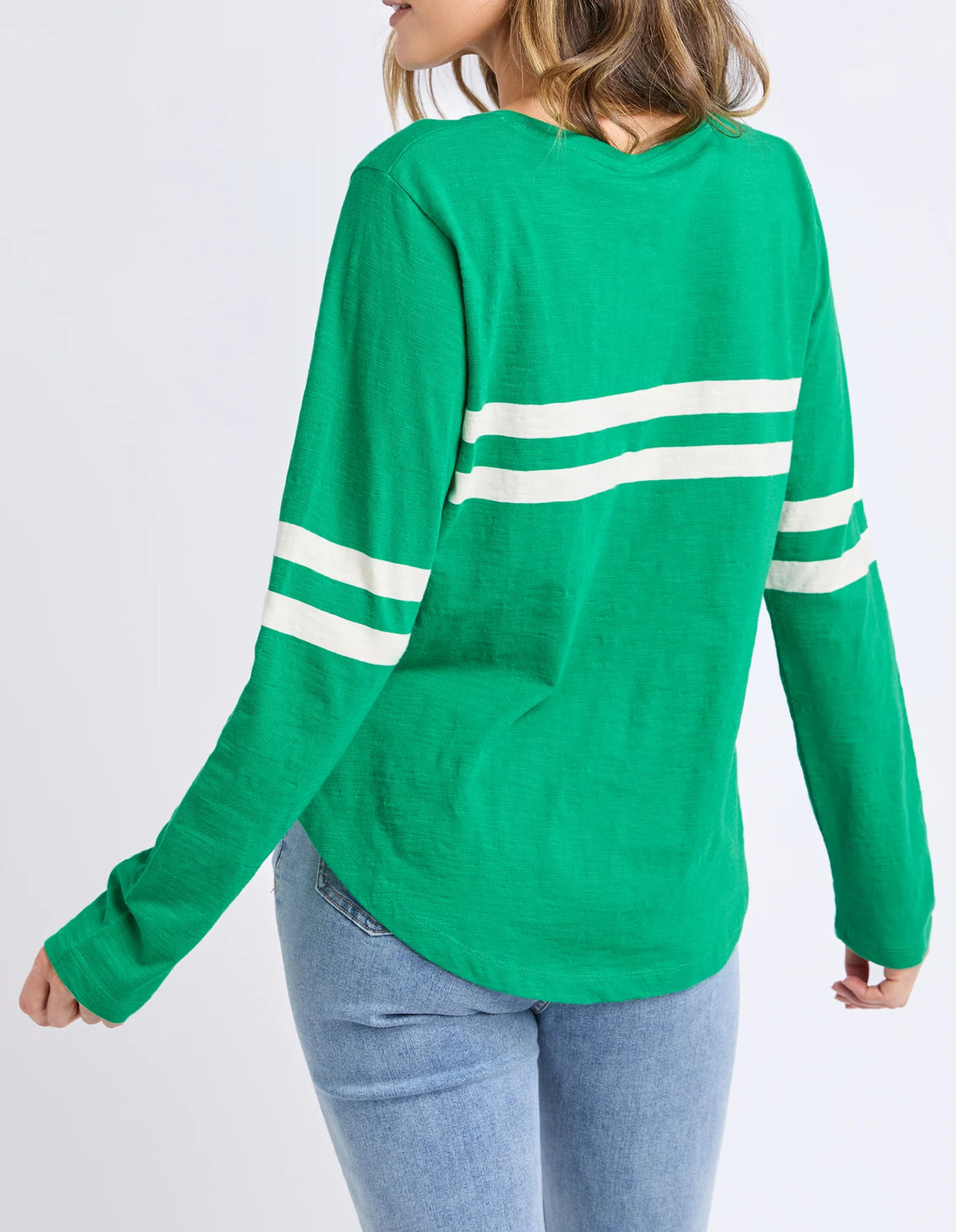 woman wearing Adora Long Sleeve Tee - Pine Green back view