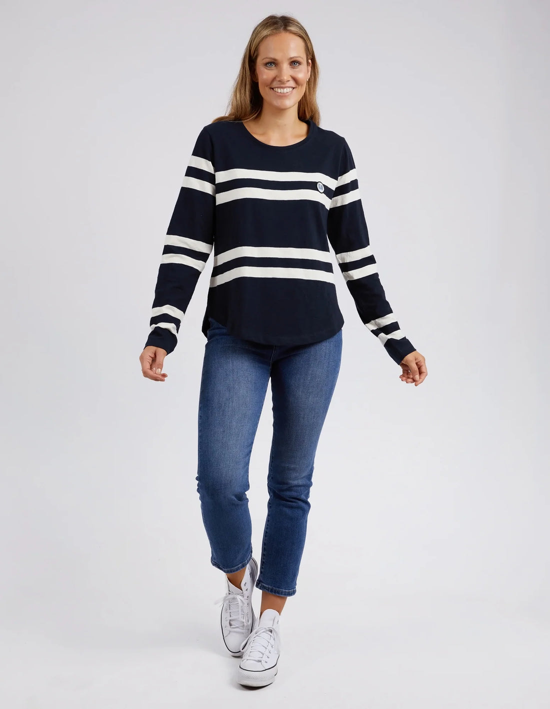 Allegra Long Sleeve Tee - Navy / Vintage White