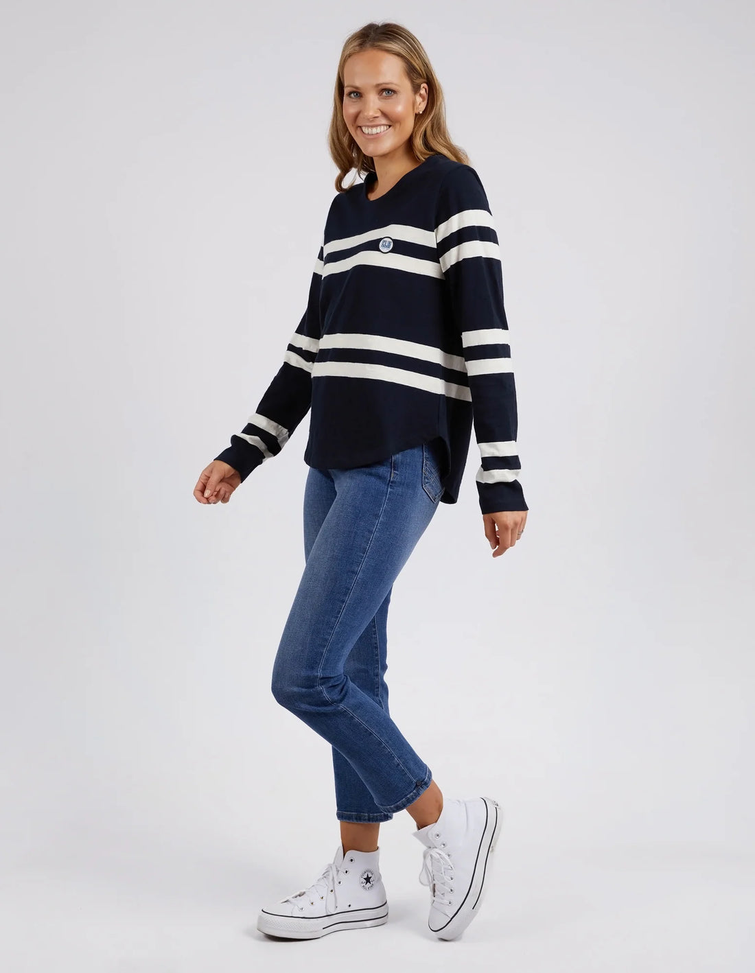 Allegra Long Sleeve Tee - Navy / Vintage White