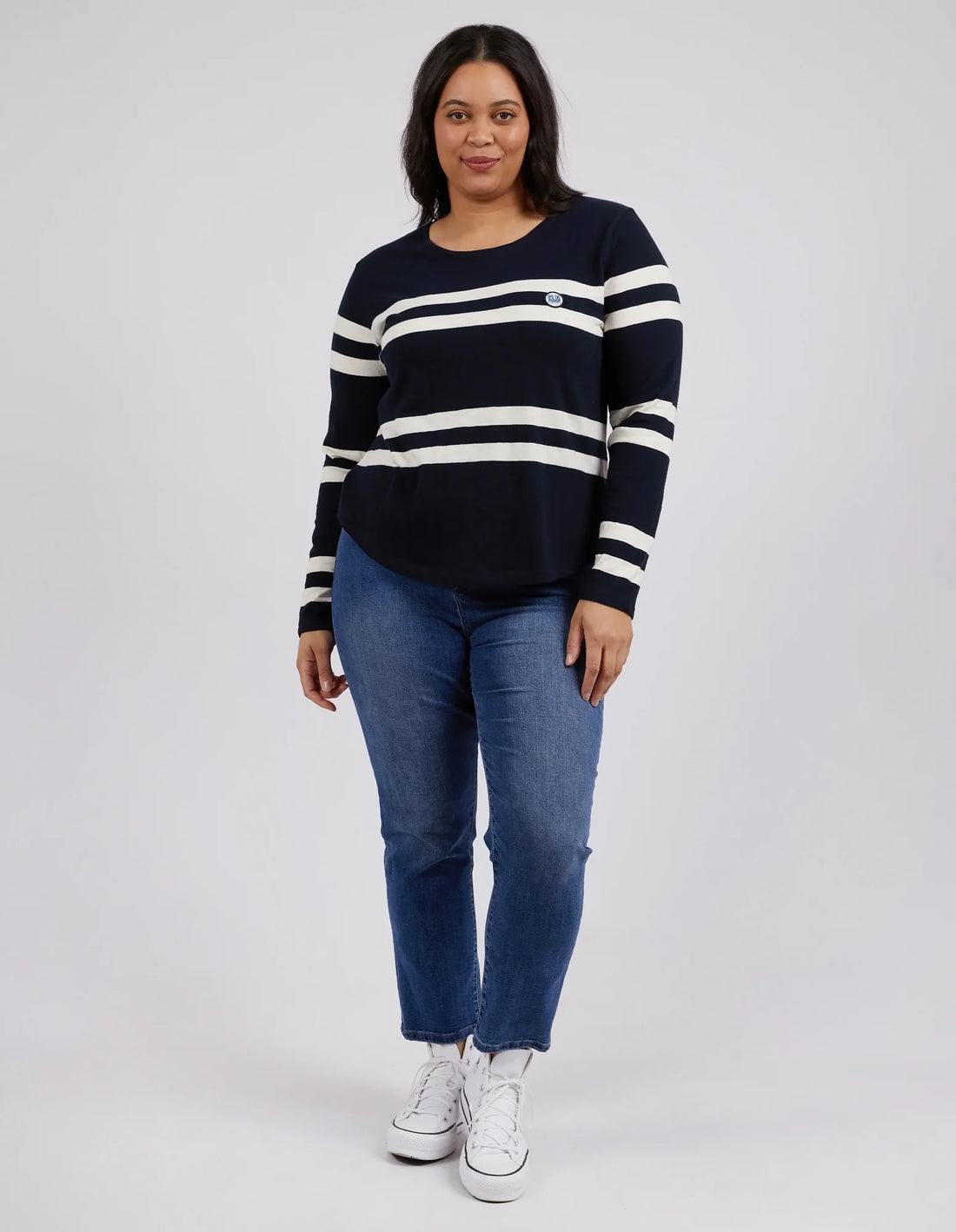 Allegra Long Sleeve Tee - Navy / Vintage White