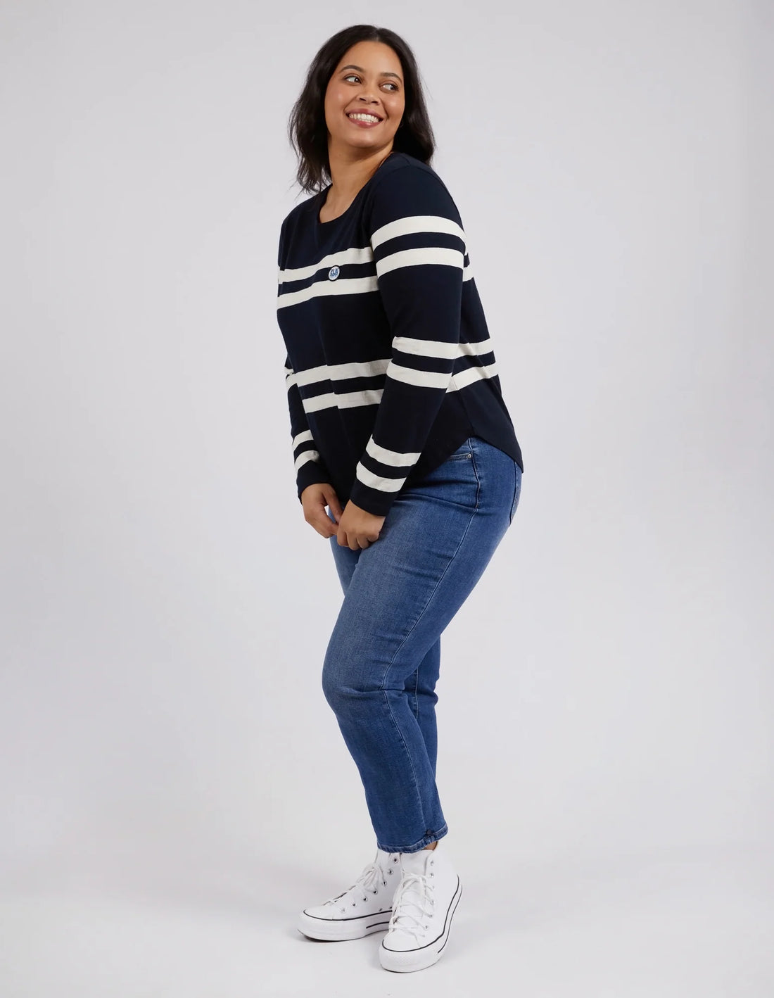 Allegra Long Sleeve Tee - Navy / Vintage White