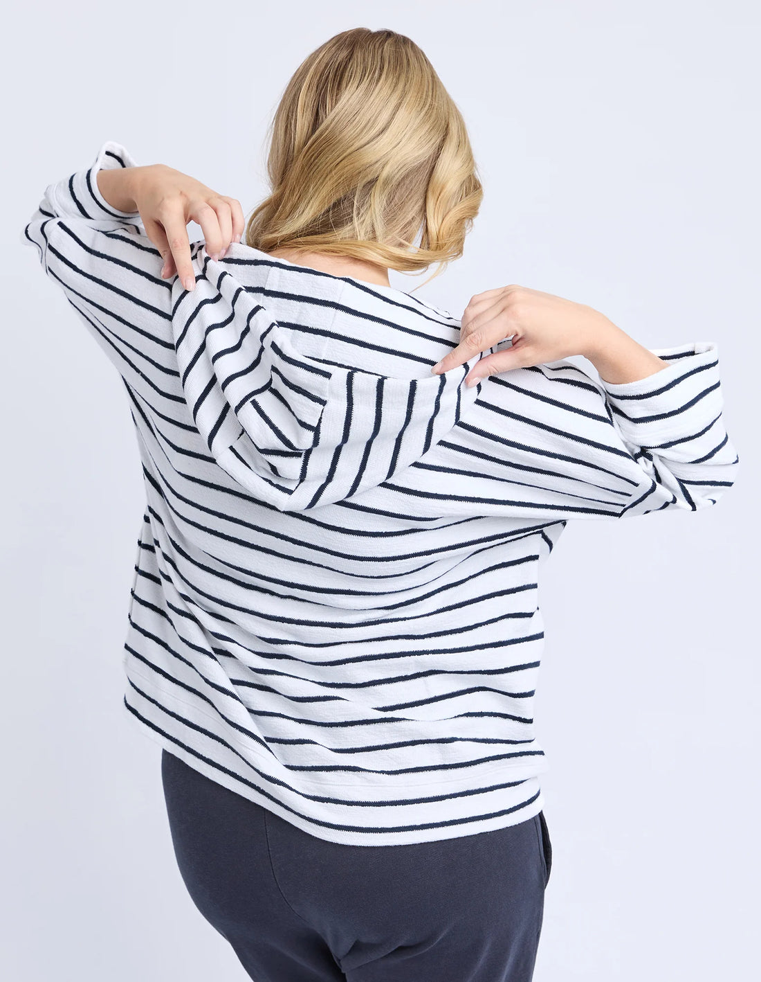 Beachy Hoodie - Navy/White Stripe