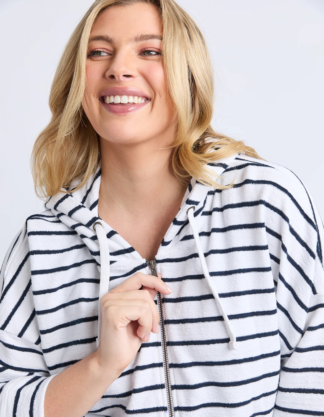 Beachy Hoodie - Navy/White Stripe