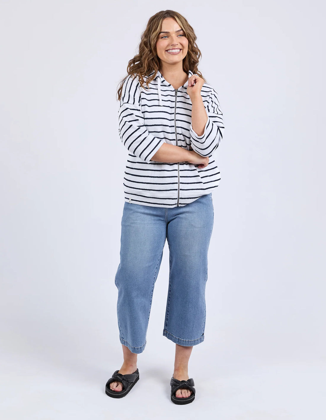 Beachy Hoodie - Navy/White Stripe