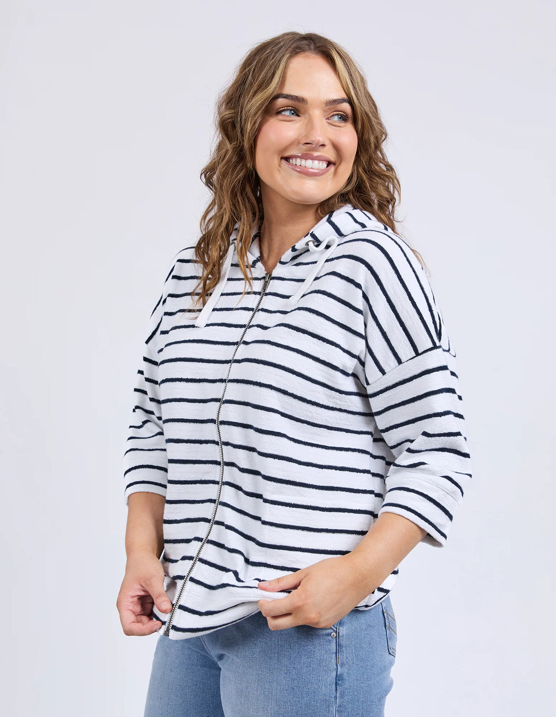 Beachy Hoodie - Navy/White Stripe