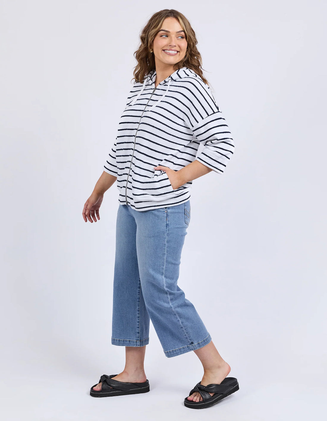 Beachy Hoodie - Navy/White Stripe