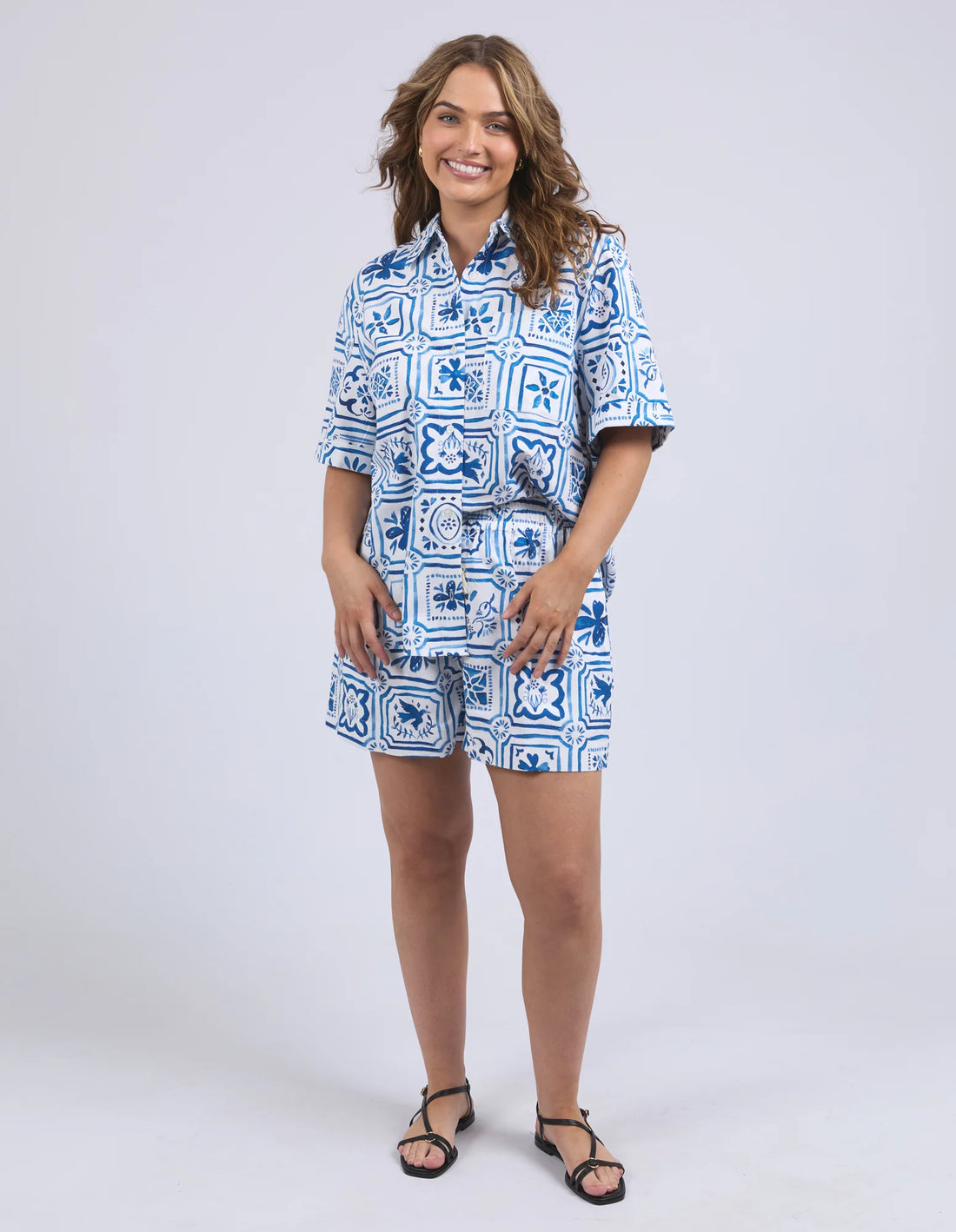 Dolce Tile Shirt - Ocean Tile Print