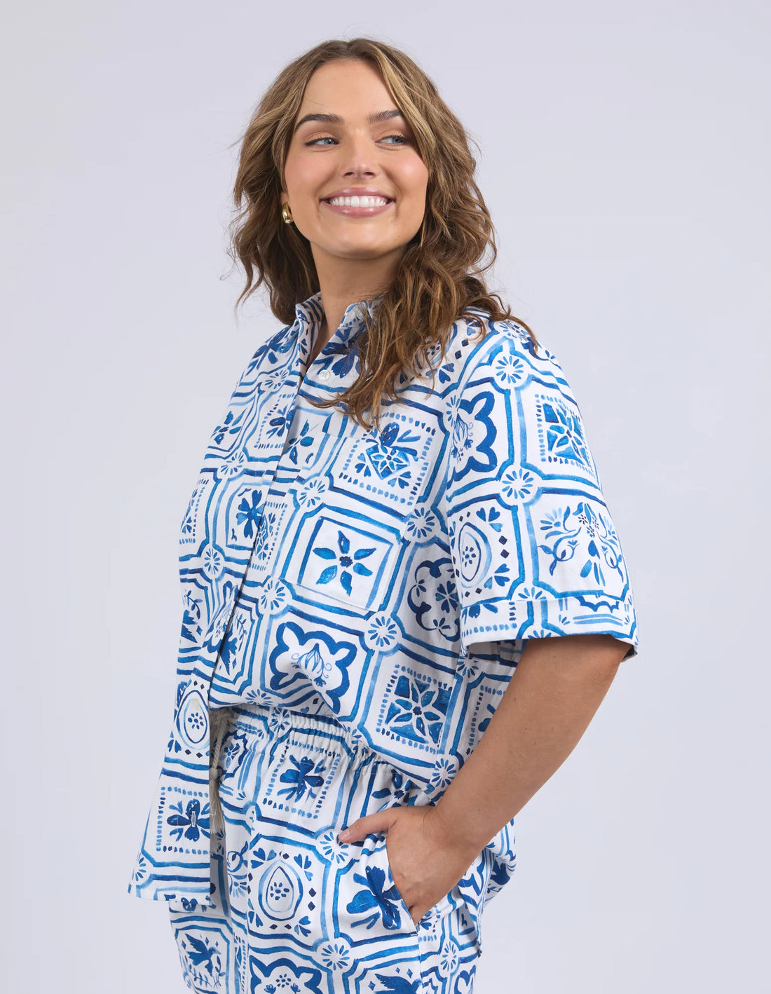 Dolce Tile Shirt - Ocean Tile Print