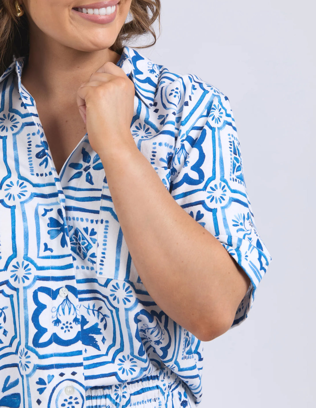 Dolce Tile Shirt - Ocean Tile Print