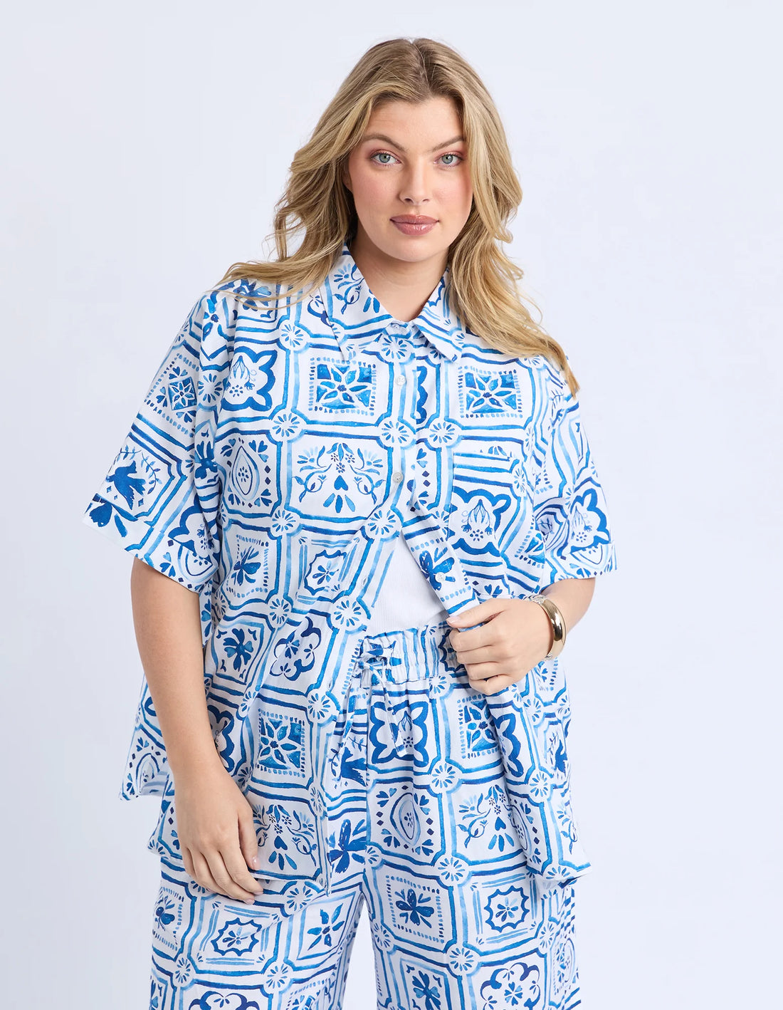 Dolce Tile Shirt - Ocean Tile Print