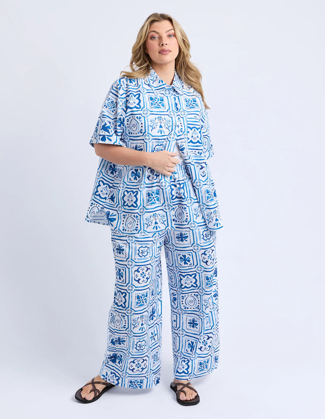 Dolce Tile Shirt - Ocean Tile Print