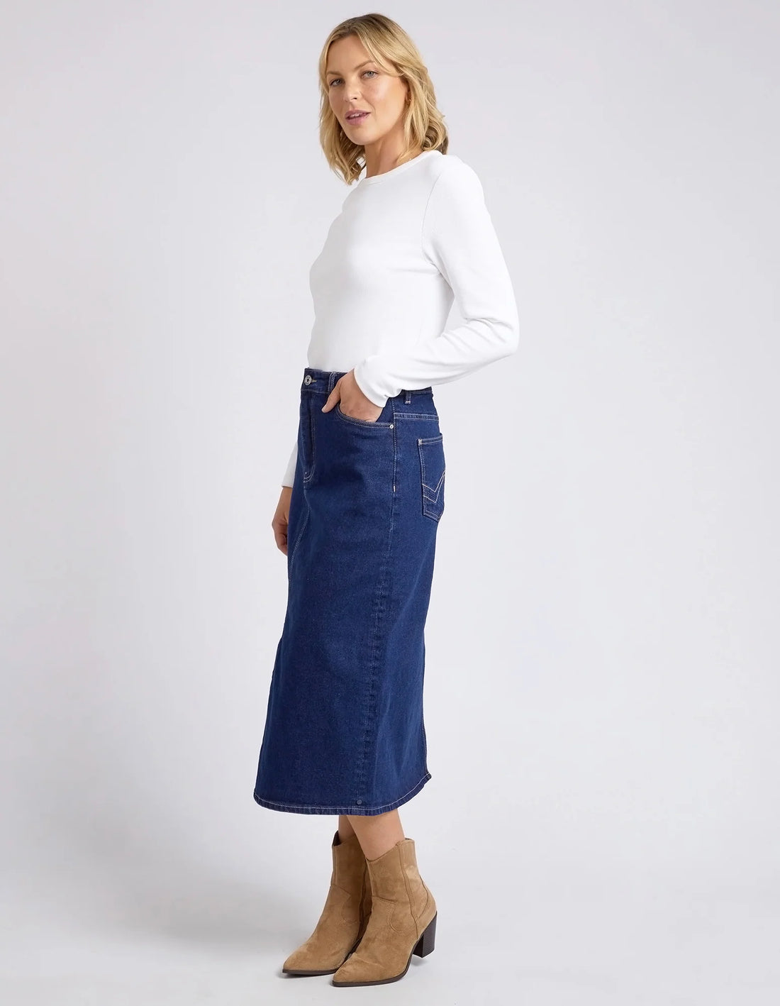 Eloise Denim Midi skirt