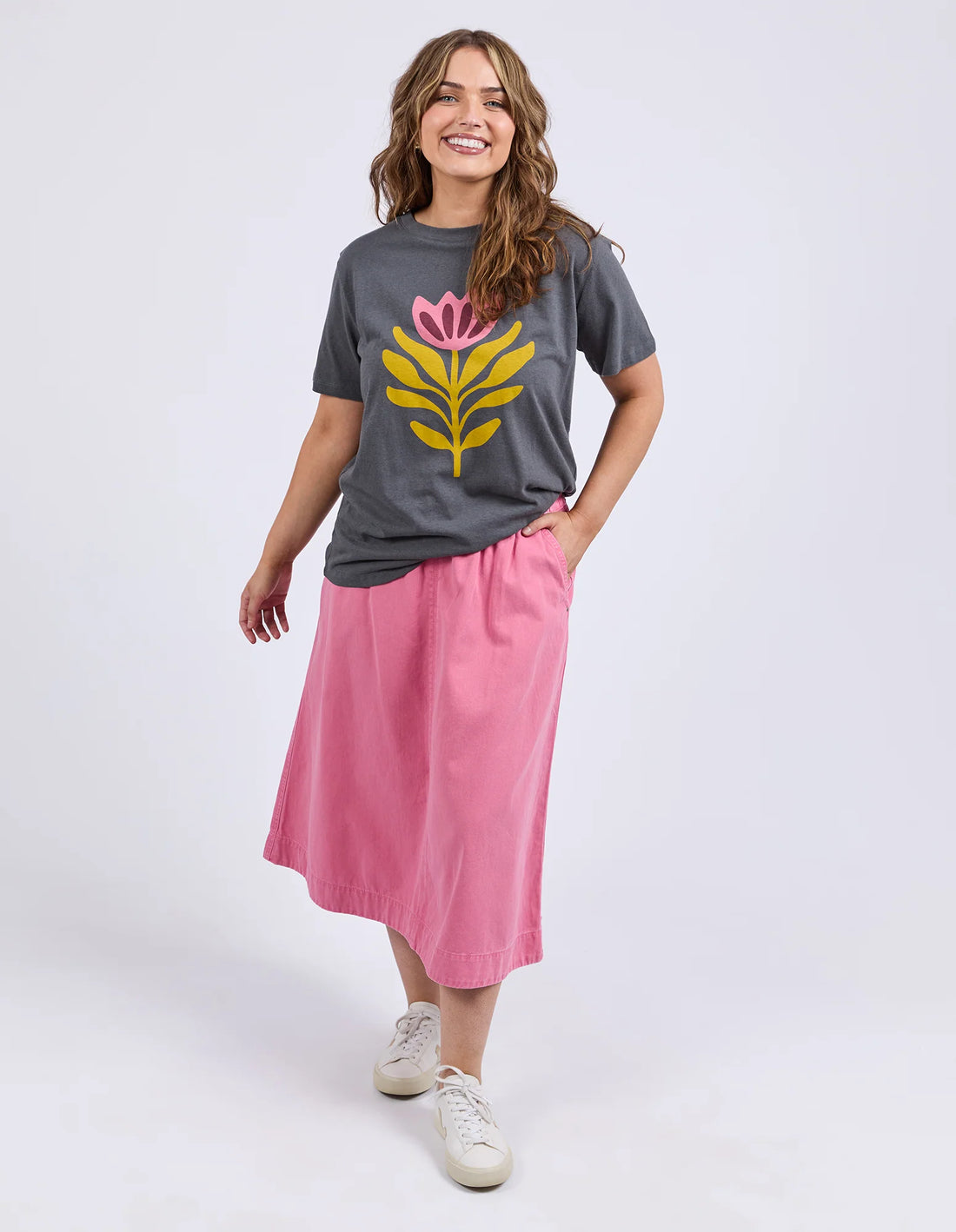 Fiore Tee - Charcoal