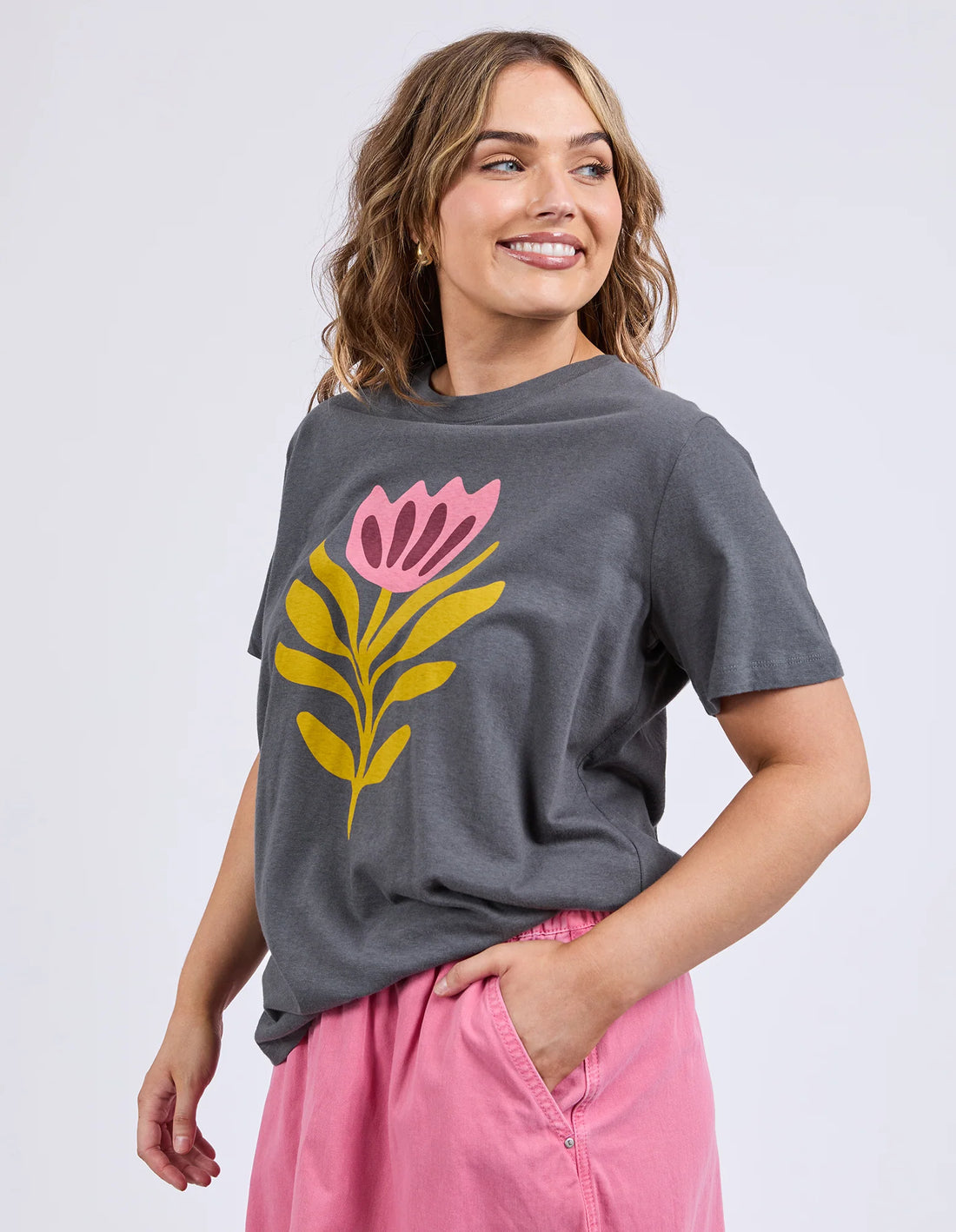 Fiore Tee - Charcoal