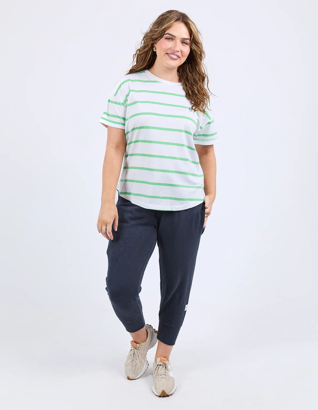 Halli Tee - Stripe Spring Green