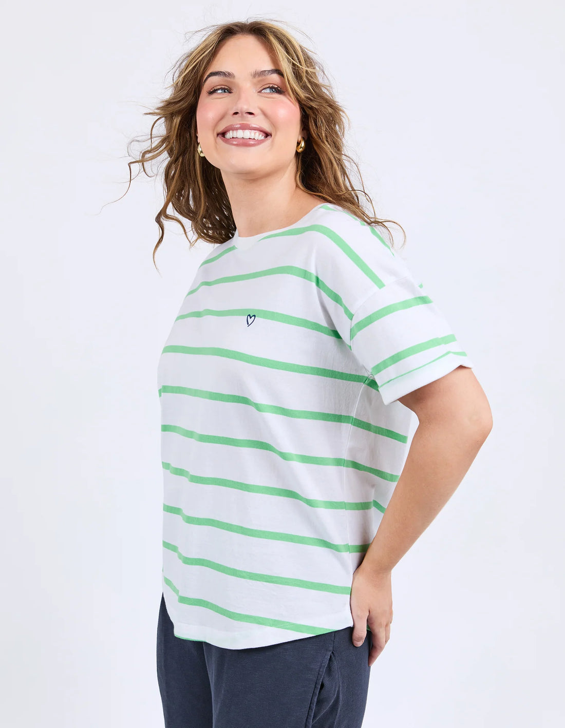 Halli Tee - Stripe Spring Green