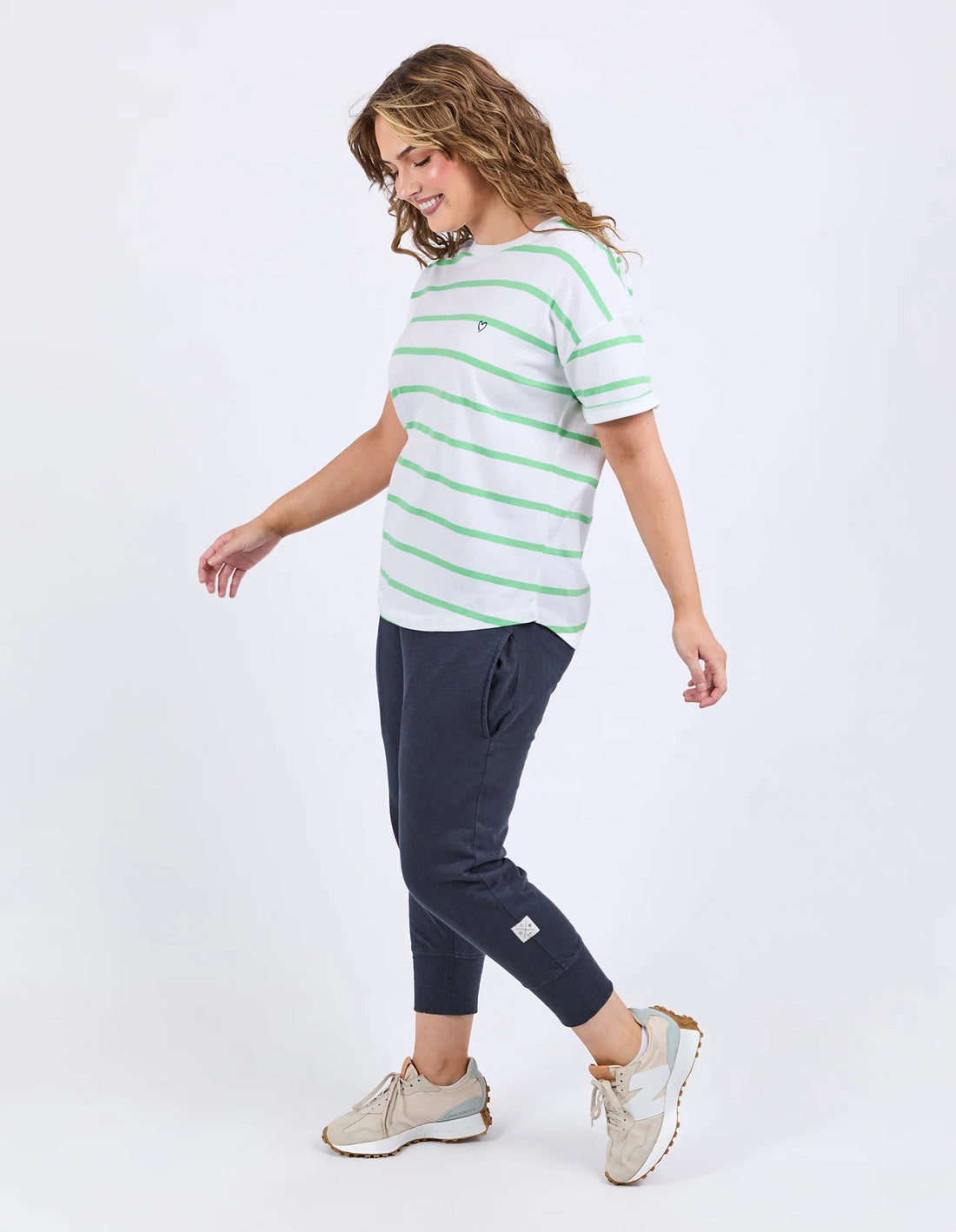 Halli Tee - Stripe Spring Green