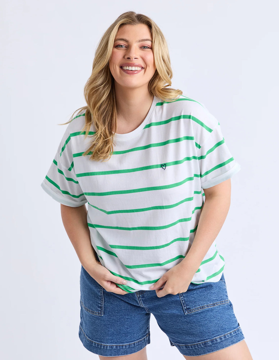Halli Tee - Stripe Spring Green