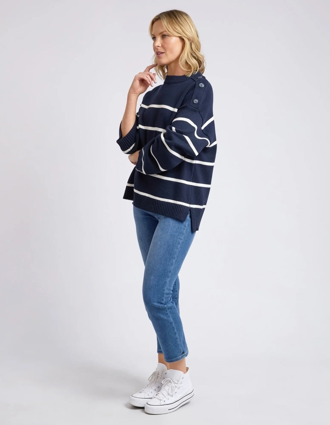 Iris Stripe Knit - Navy