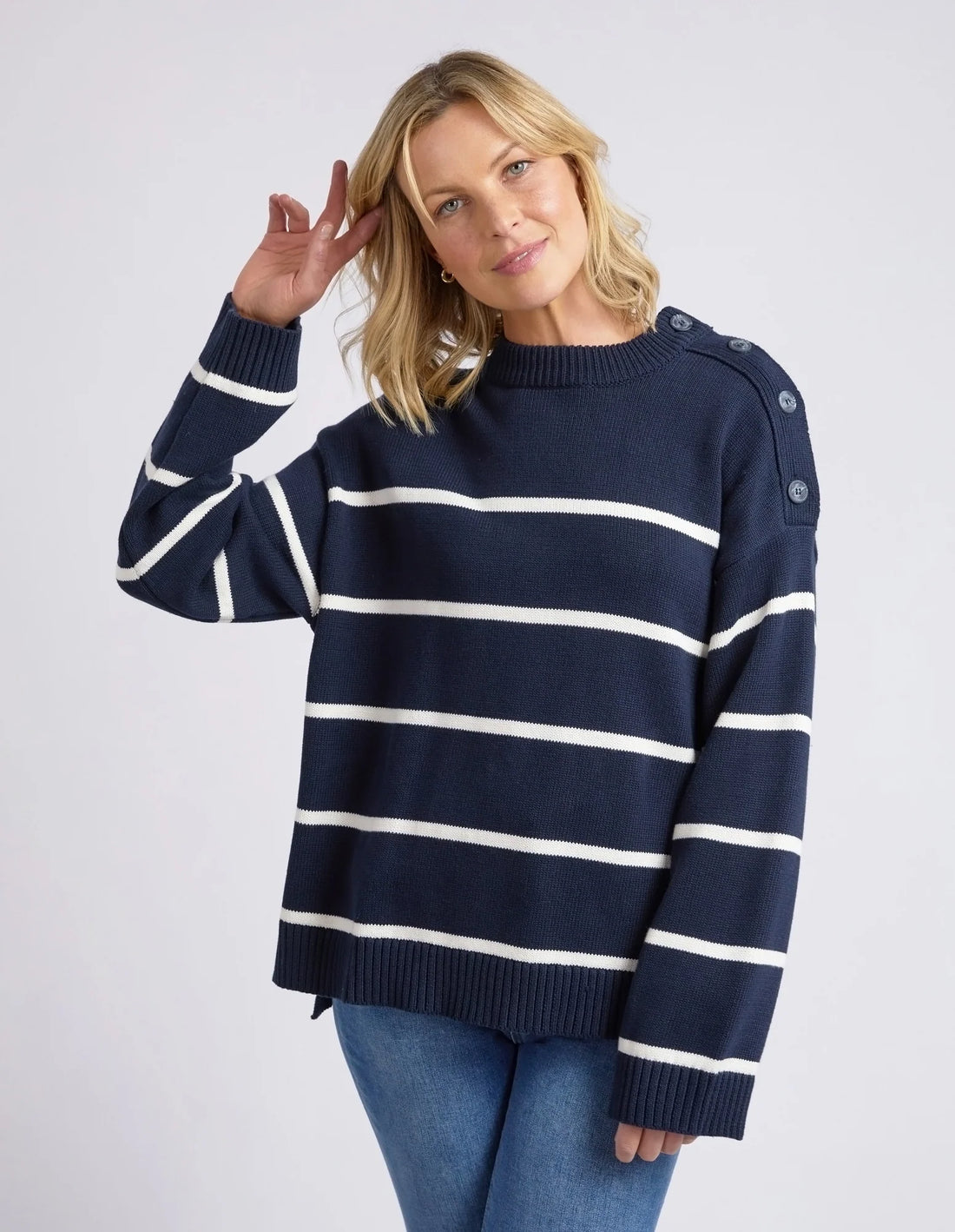 Iris Stripe Knit - Navy
