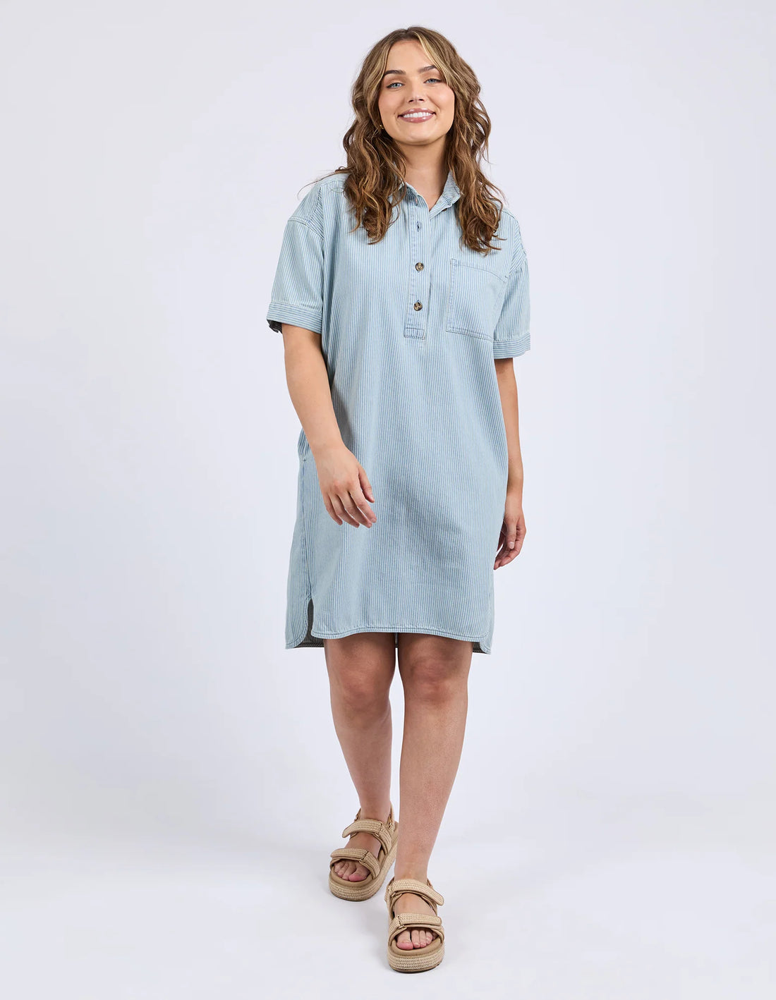 Jenna Stripe Denim Dress - Blue/White Stripe