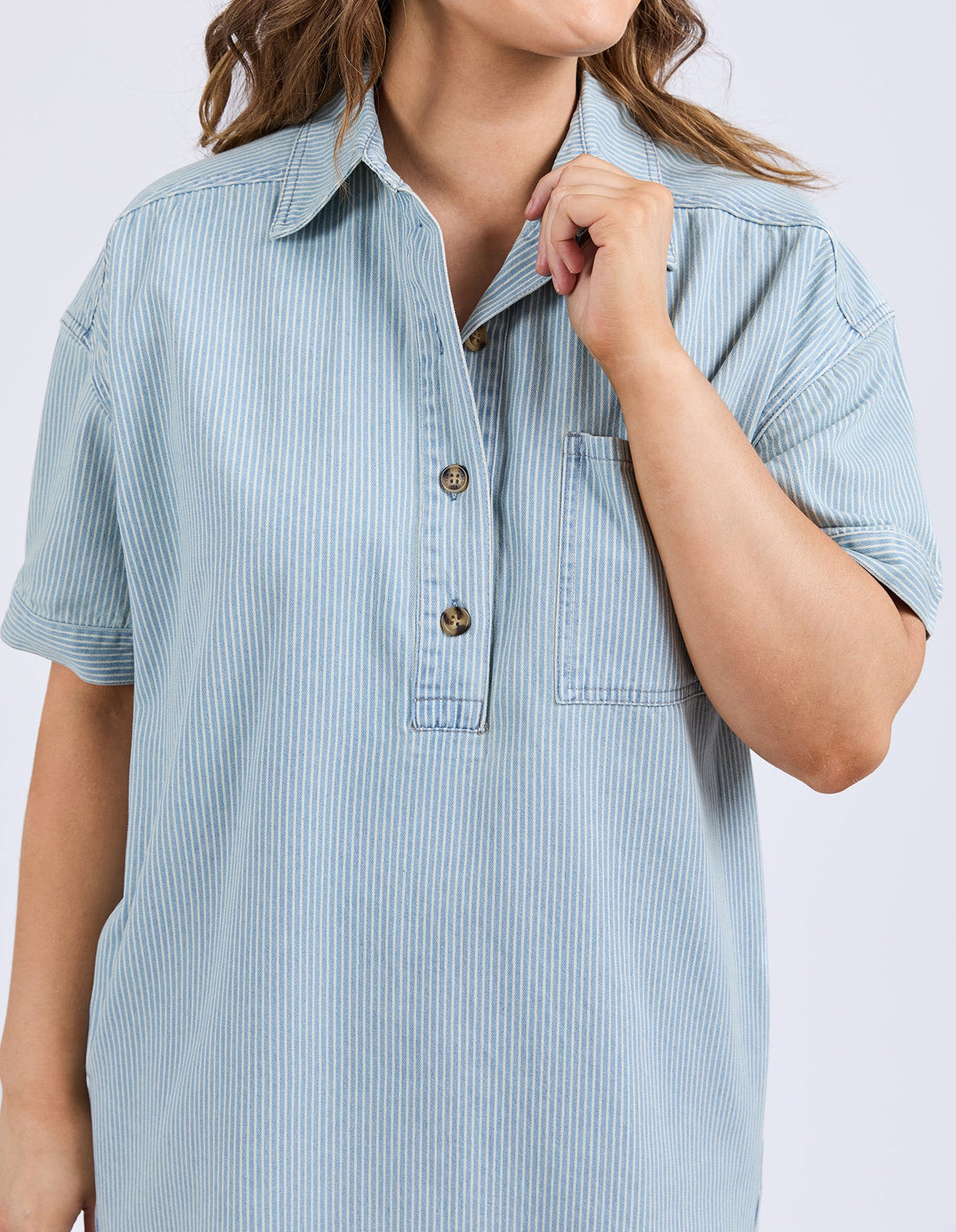 Jenna Stripe Denim Dress - Blue/White Stripe