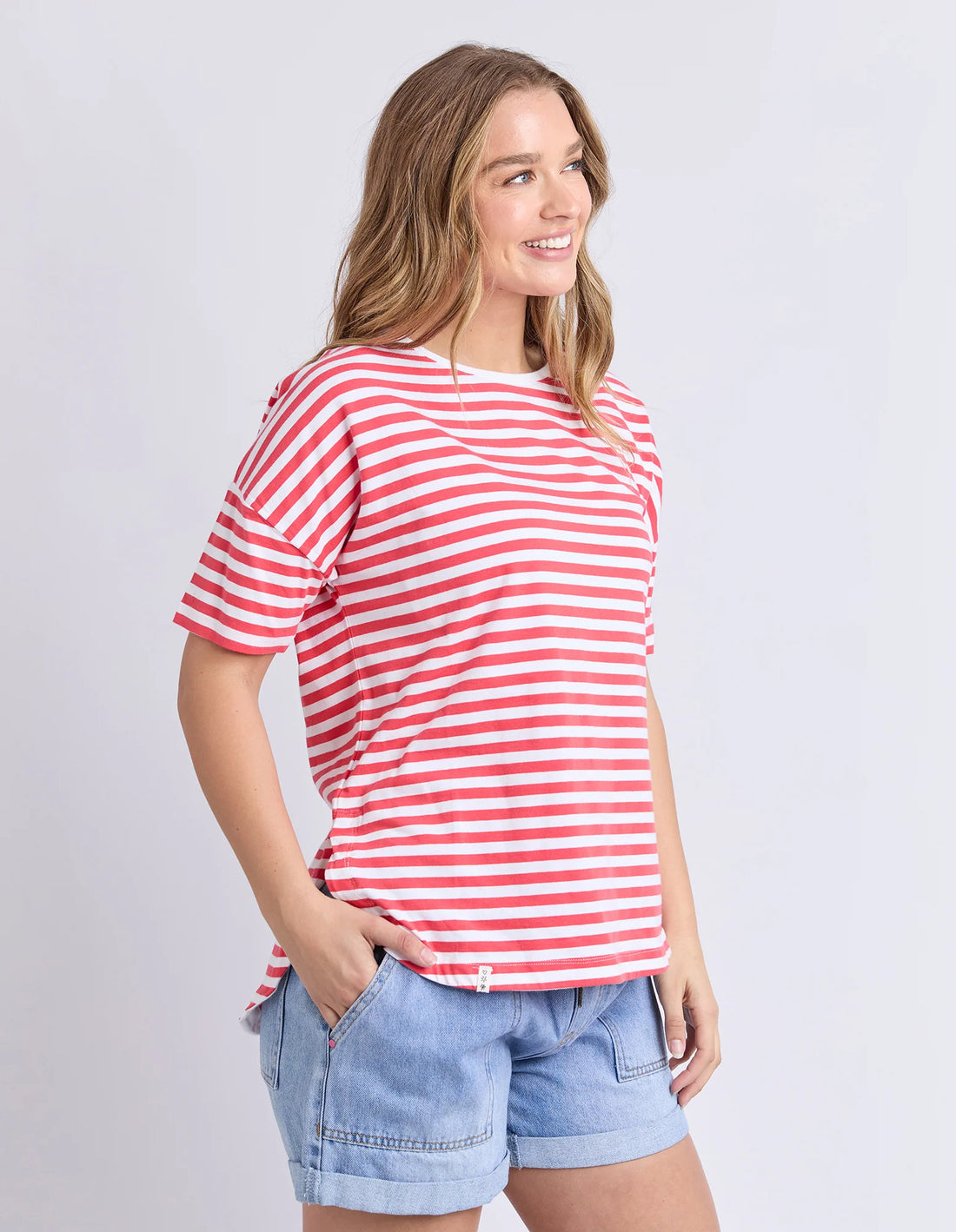 Lauren Short Sleeve Tee- Stripe Cayenne