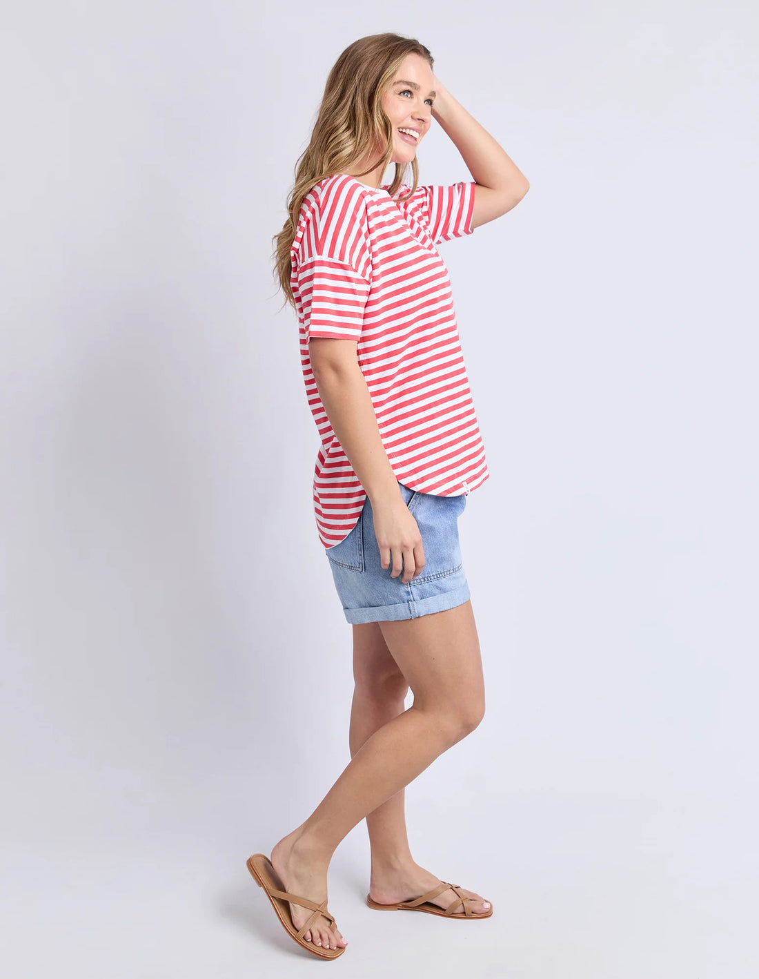 Lauren Short Sleeve Tee- Stripe Cayenne